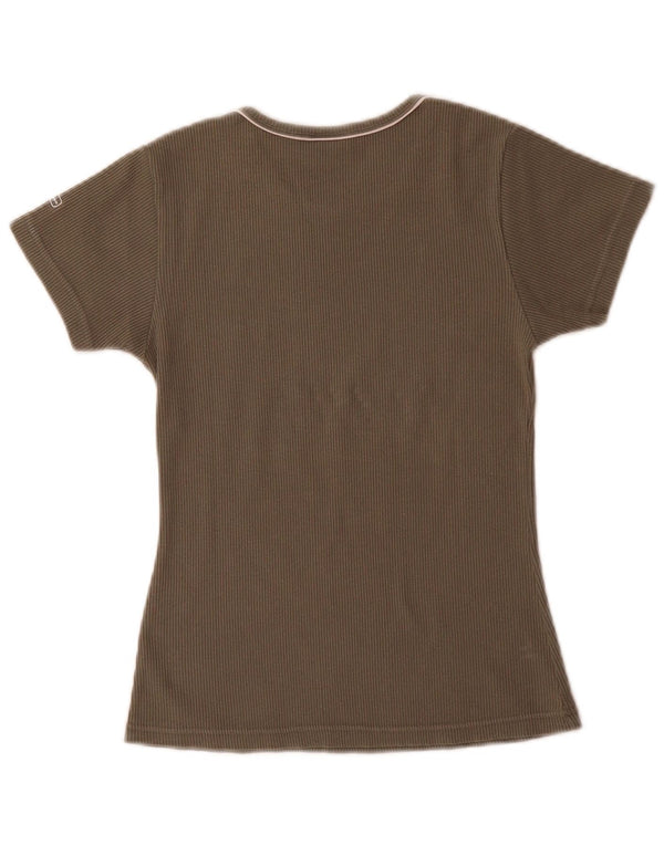Champion Womens T-Shirt Top UK 12 Medium Khaki Cotton