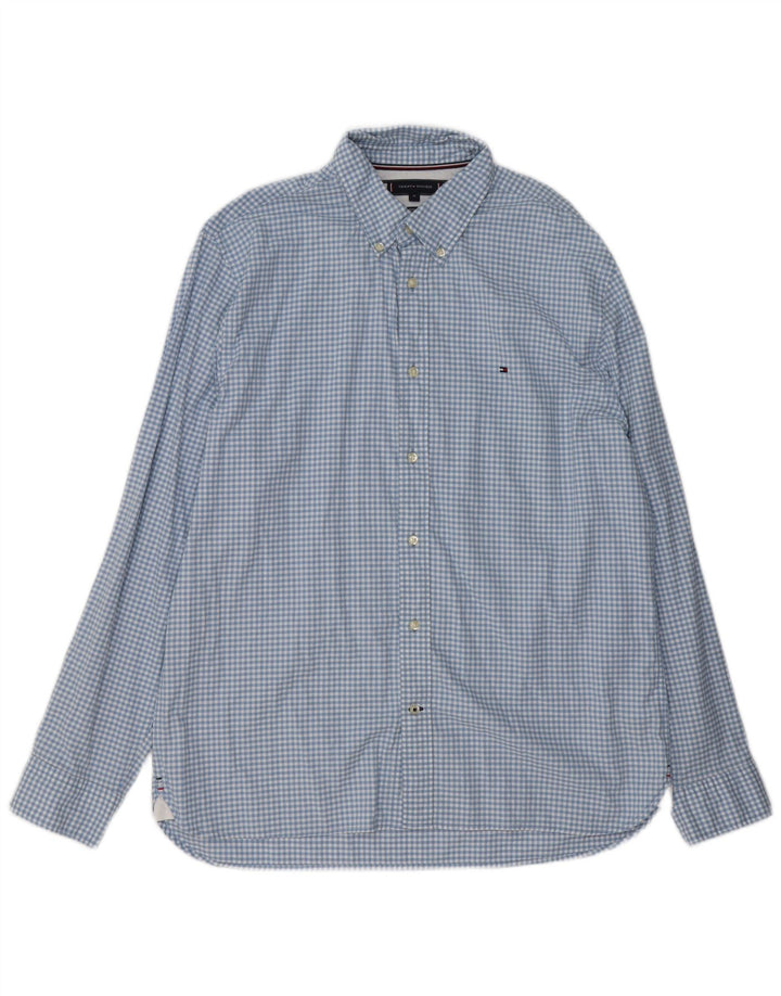 TOMMY HILFIGER Mens Regular Fit Shirt XL Blue Check Cotton