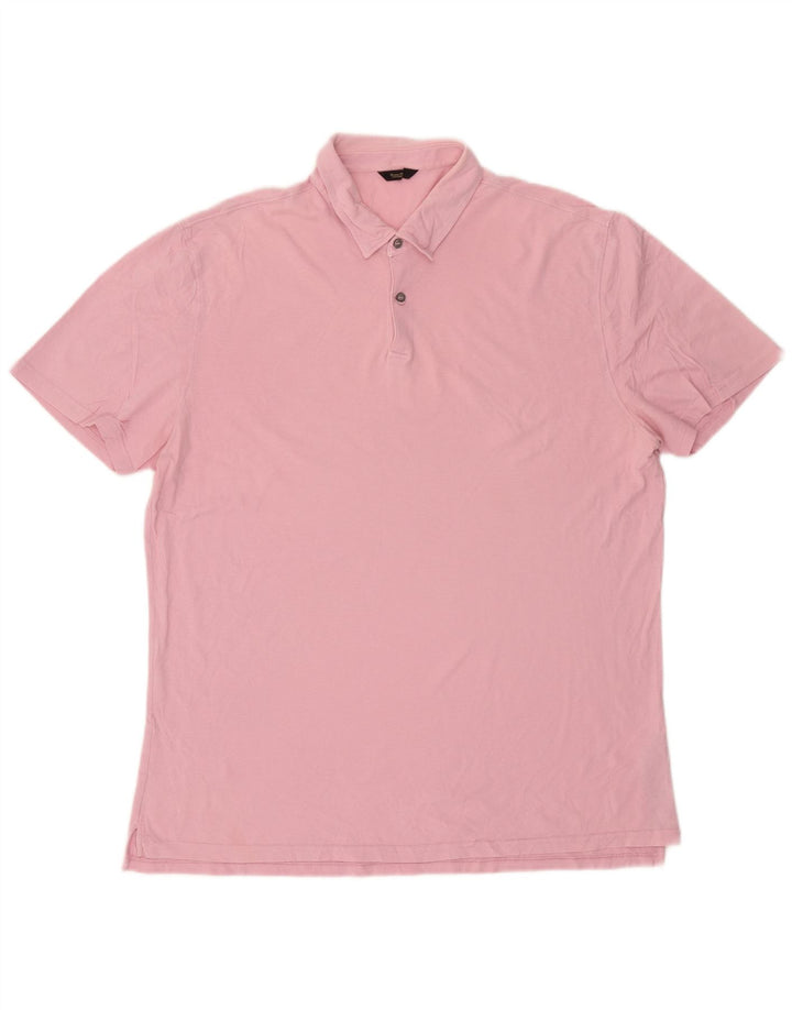 Massimo Dutti Mens Polo Shirt 2XL Pink Cotton