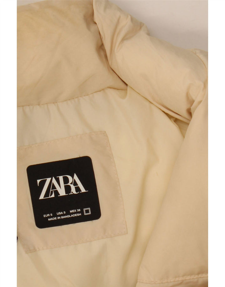 ZARA Mens Padded Jacket UK 36 Small Beige Nylon