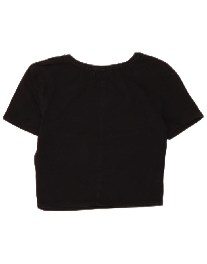 Zara Womens Crop T-Shirt Top UK 8 Small Black