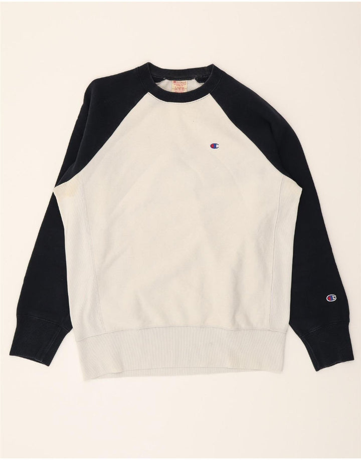 CHAMPION Mens Sweatshirt Jumper XL White Colourblock Cotton Vintage Champion and Second-Hand Champion from Messina Hembry 