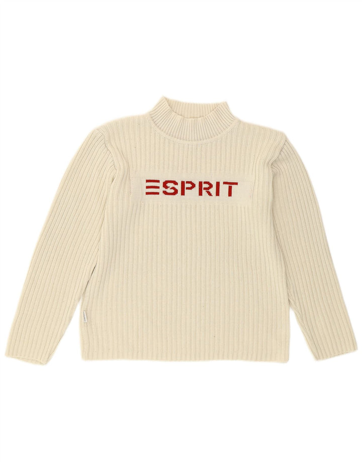 Maglione da donna con collo a tartaruga grafico Esprit UK 14 Cotone bianco medio