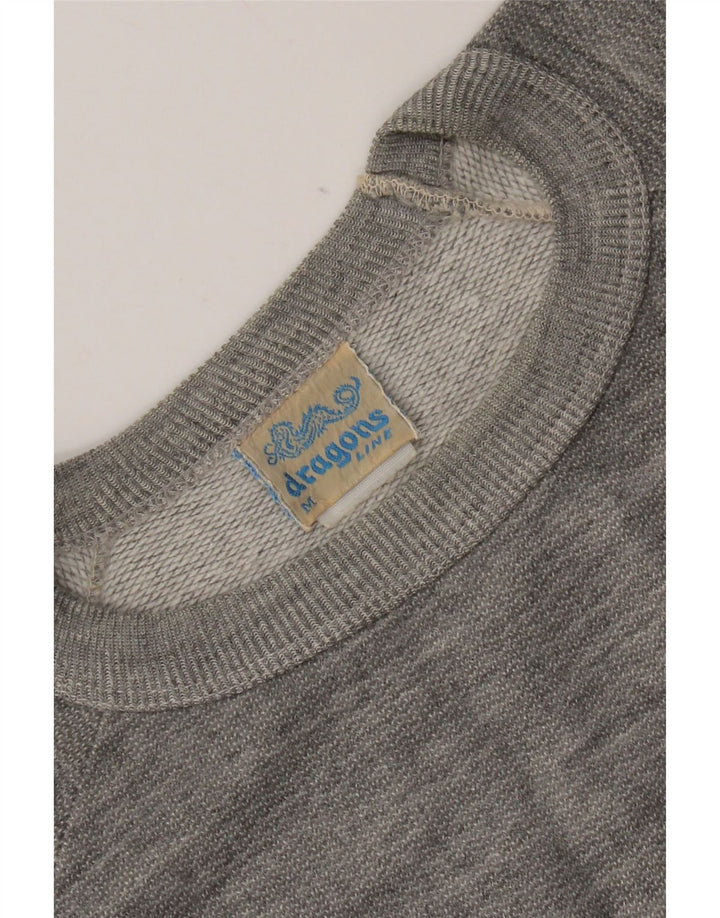Felpa grafica da uomo vintage in cotone chiazzato grigio medio