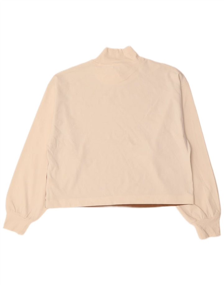 Athleta Womens Crop Top Long Sleeve UK 14 Medium Brown Colourblock Nylon