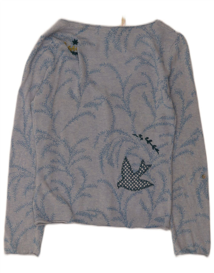 Bijeli ženski džemper s apstraktnim uzorkom UK 10 Small Blue