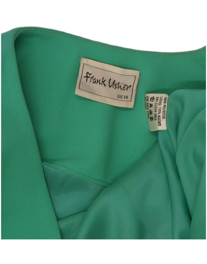 VINTAGE Womens Crop 1 Button Blazer Jacket UK 14 Medium Green Polyester