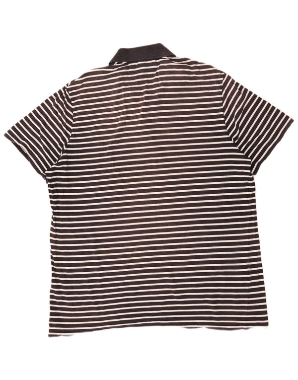 Lacoste Mens Regular Fit Polo Shirt Size 7 2XL Navy Blue Striped Cotton