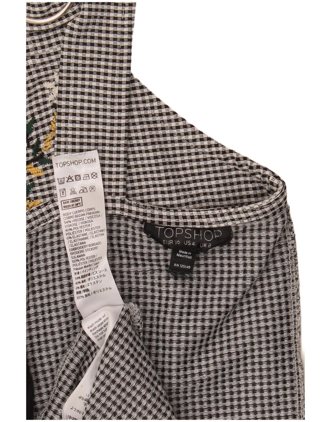 Topshop Robe d'été pour femme EU 36 Petite Viscose vichy noire