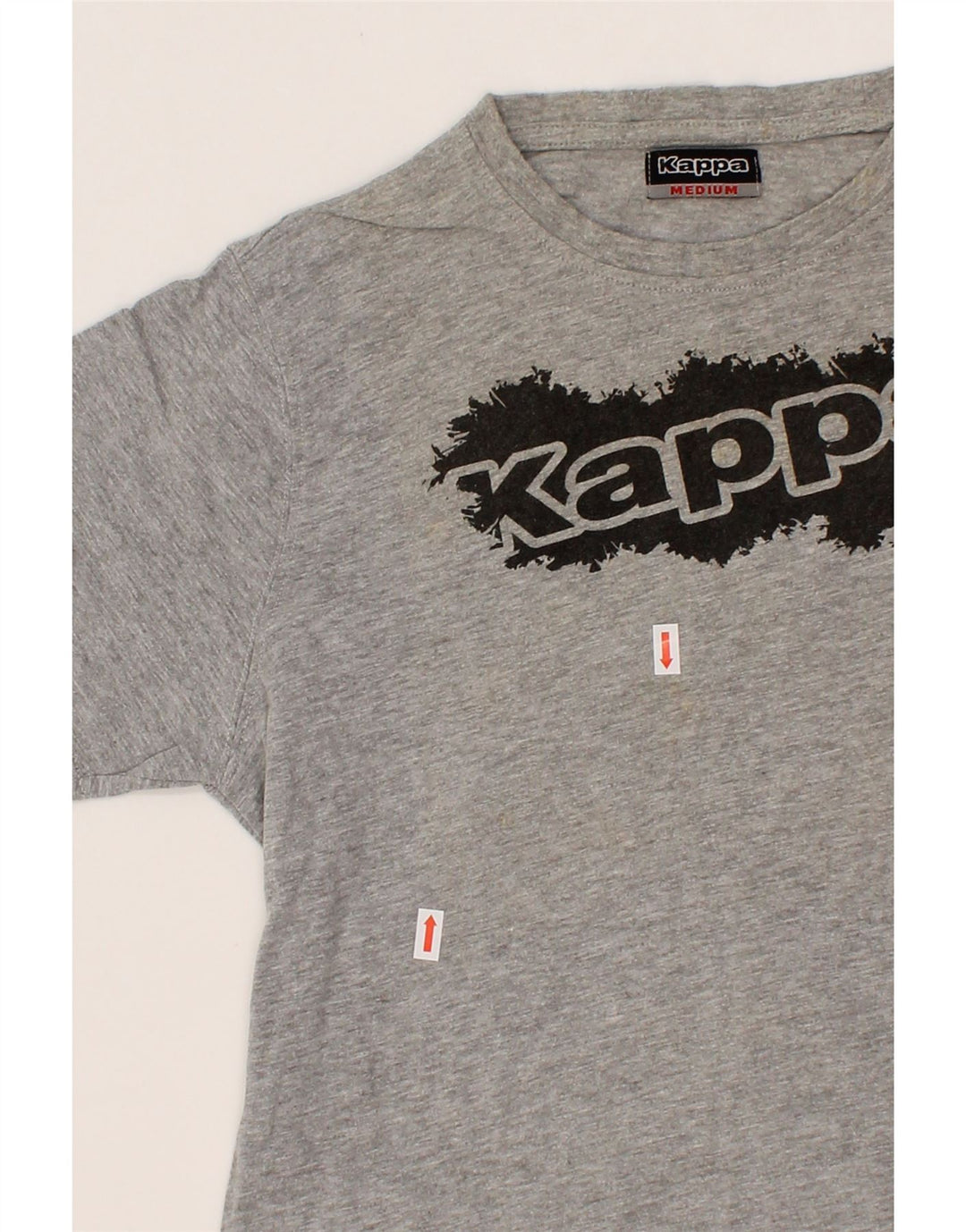 KAPPA Womens Graphic T-Shirt Top UK 12 Medium Grey Cotton Vintage Kappa and Second-Hand Kappa from Messina Hembry 