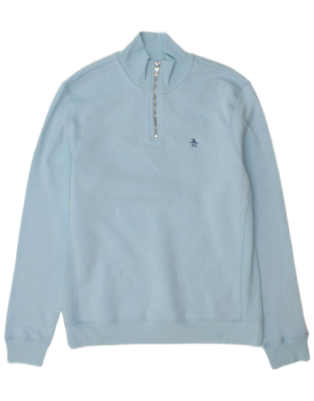 Penguin Herre Zip Neck Sweatshirt Jumper Medium Blue Bomuld