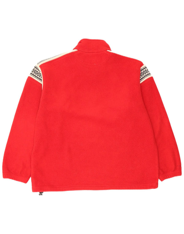 Lands End Pull polaire à col zippé pour femme UK 10/12 Rouge moyen Fair Isle