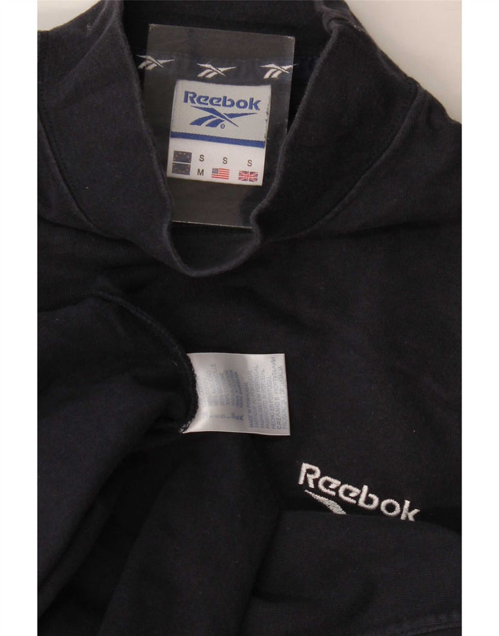 Reebok Mens Top Manga Longa Pequeno Algodão Preto