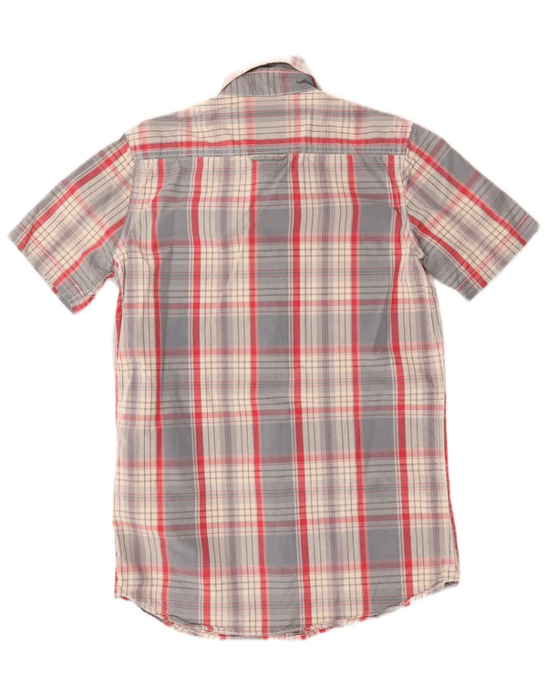 Superdry Mens Short Sleeve Shirt Small Blue Check Cotton