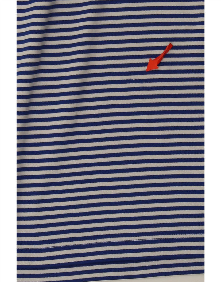 Under Armour Mens Heat Gear Polo Shirt Medium Blue Pinstripe Polyester