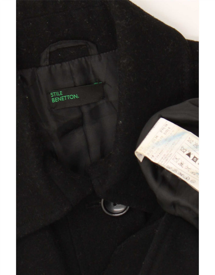Женское пальто Benetton UK 10 маленькое, черное, шерстяное