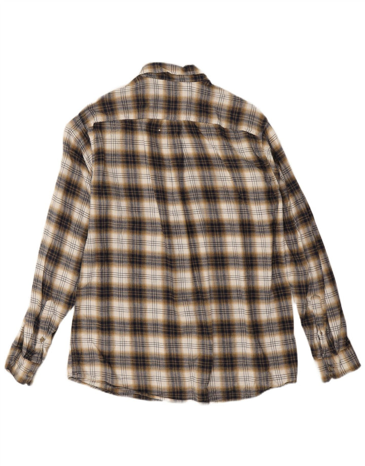 Eddie Bauer Mens Classic Fit Flannel Shirt Large Brown Check Cotton