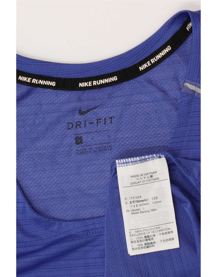 Nike Herre Dri Fit Vest Top Large Blue Pinstripe Polyester