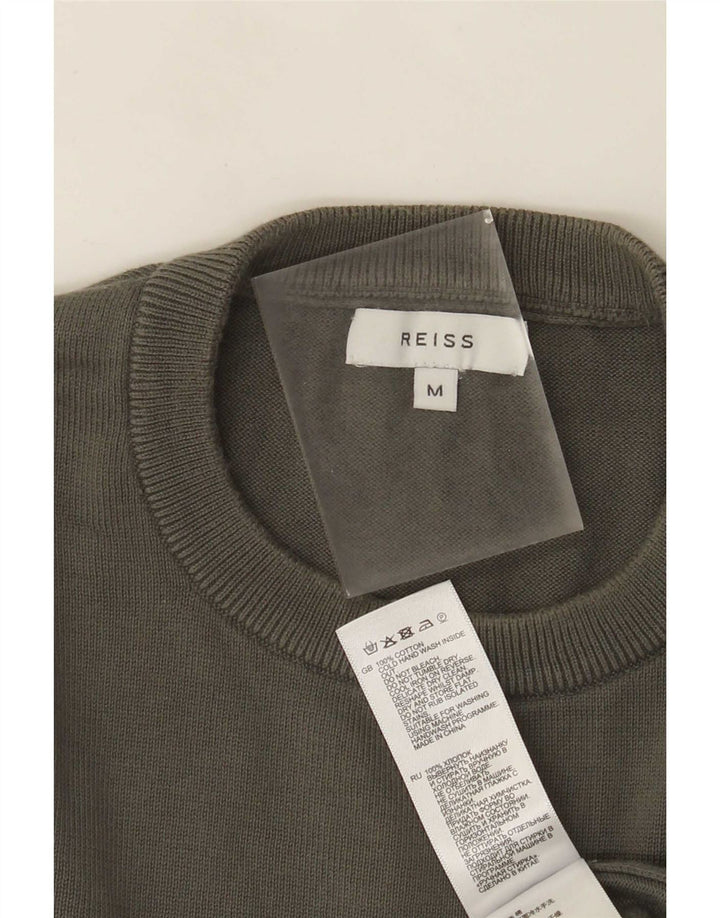 Reiss Mens Crew Neck Jumper Sweater Medium Khaki Cotton