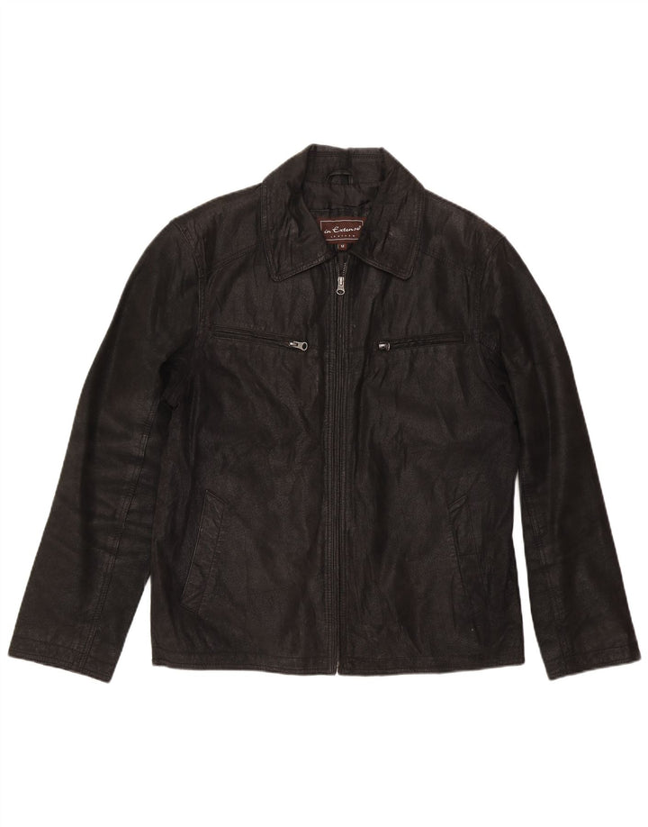 In Extenso Mens Leather Jacket UK 38 Medium Black