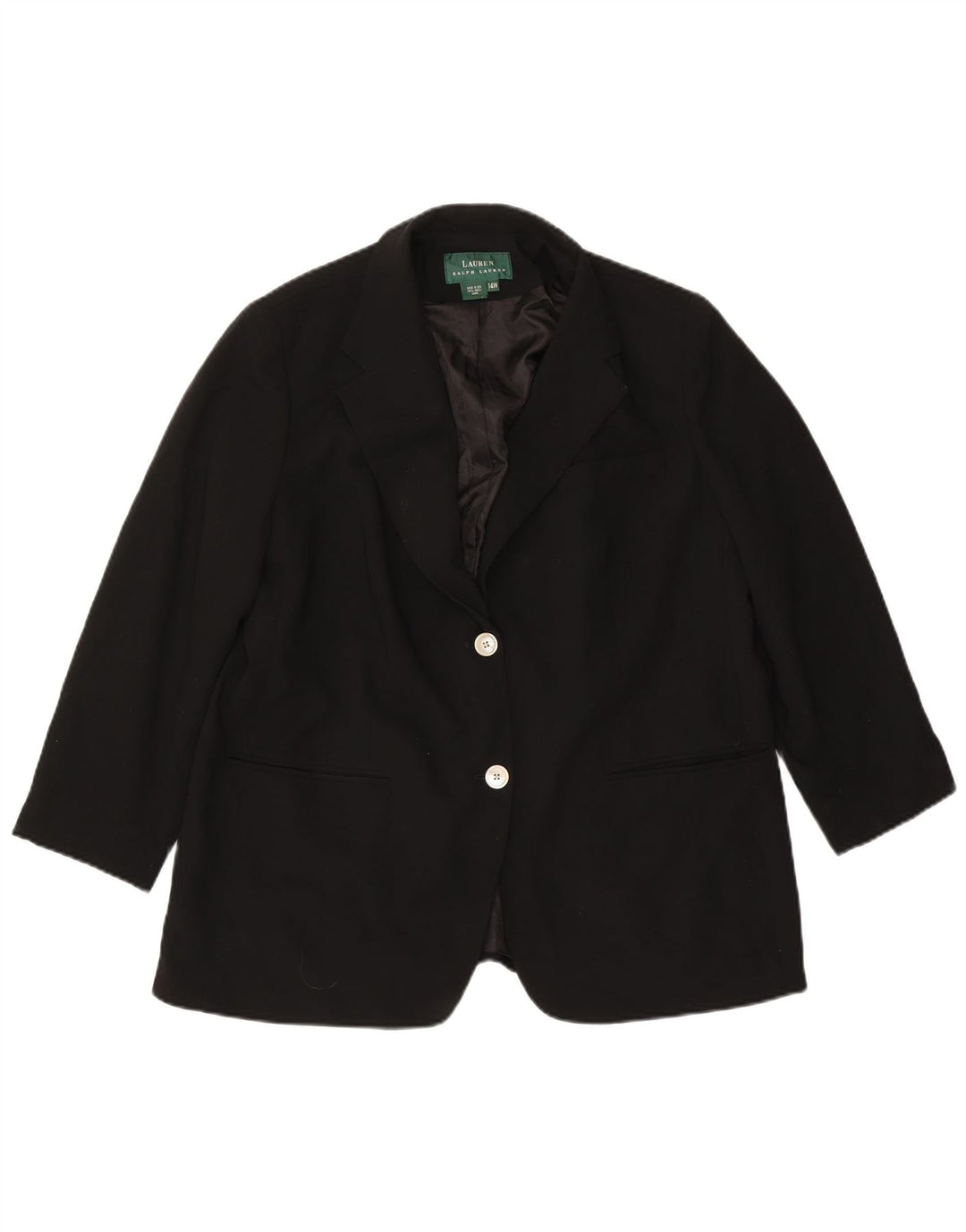 Ralph Lauren Damen-Blazerjacke mit 2 Knöpfen, US 14 XL, schwarze Wolle