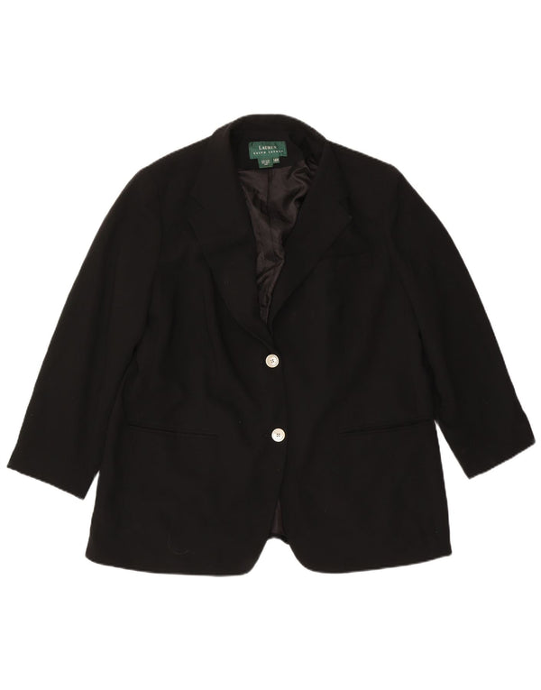 Ralph Lauren Damen-Blazerjacke mit 2 Knöpfen, US 14 XL, schwarze Wolle