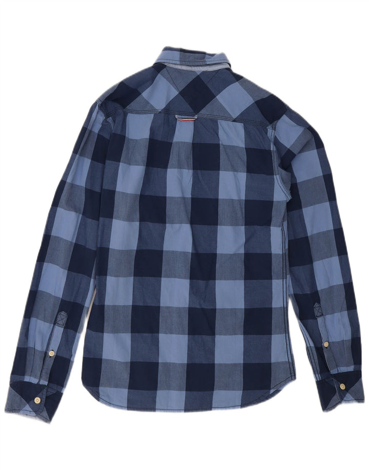 Camicia da uomo Tommy Hilfiger piccola in cotone a quadri blu navy