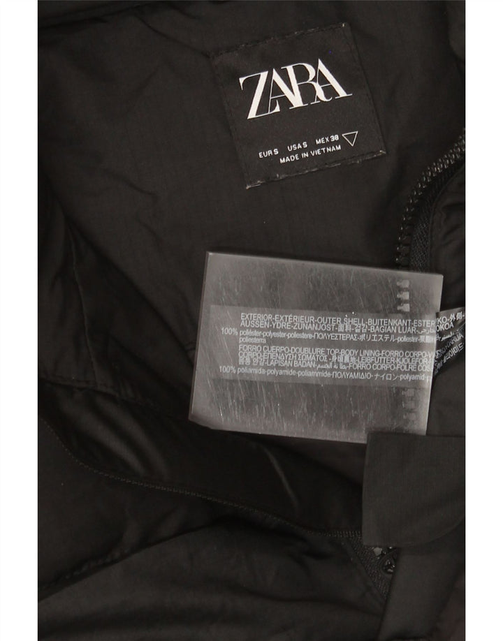 ZARA Mens Hooded Loose Fit Padded Jacket UK 36 Small Black Polyester