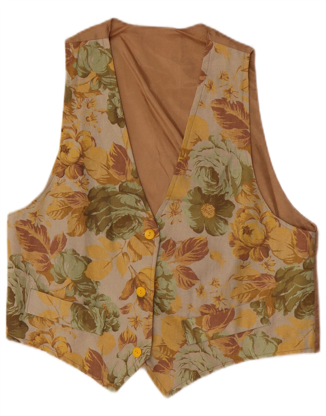 Vintage Womens Waistcoat UK 12 Medium Brown Floral
