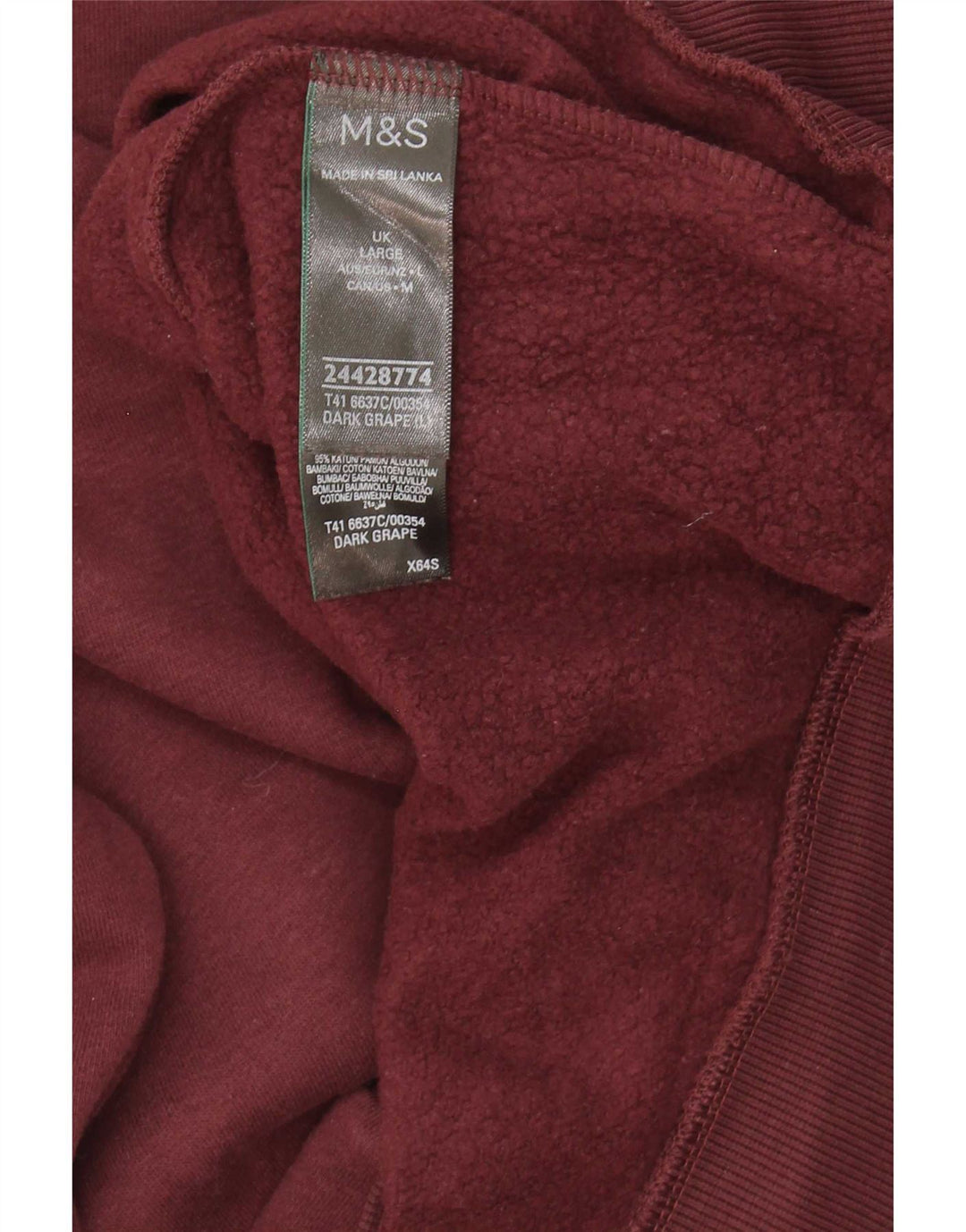 Marks & Spencer Mens Sweatshirt Jumper Large Burgundy Cotton