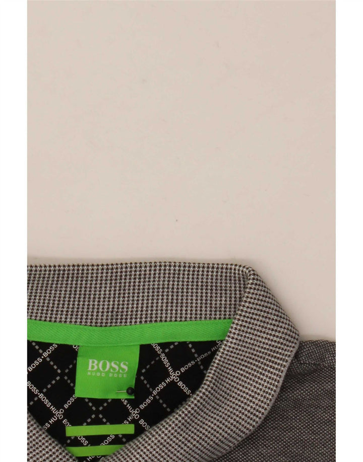 Polo da uomo Hugo Boss grande in cotone a righe grigie