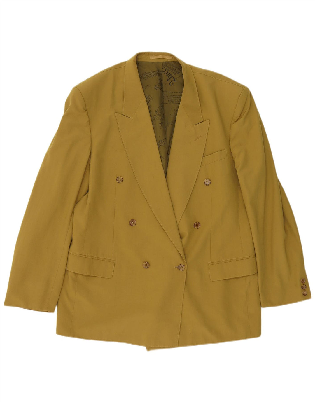 Rex Mens Double Breasted Blazer Jacket IT 54 2XL Khaki