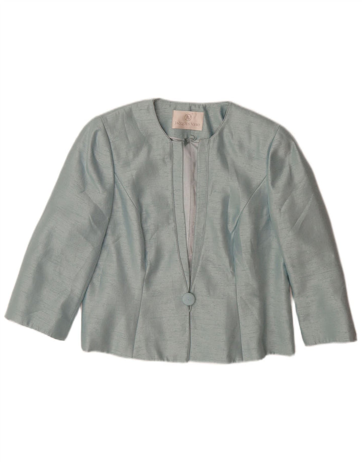 JACQUES VERT Womens 3/4 Sleeve 1 Button Blazer Jacket UK 14 Large  Blue