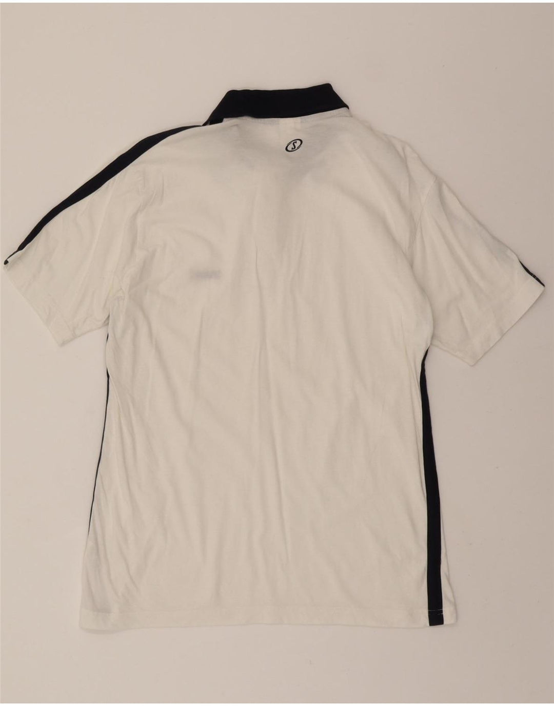 SPALDING Mens Polo Shirt Medium White Colourblock Cotton Vintage Spalding and Second-Hand Spalding from Messina Hembry 