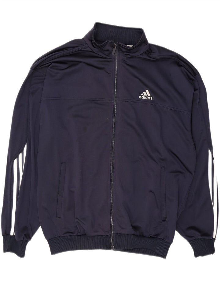 ADIDAS Mens Tracksuit Top Jacket UK 44/46 Large Navy Blue Polyester Vintage Adidas and Second-Hand Adidas from Messina Hembry 