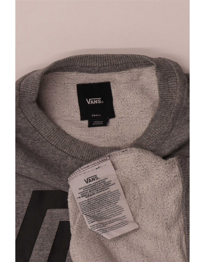 Vans Mens Graphic Moletom Jumper Pequeno Algodão Cinza