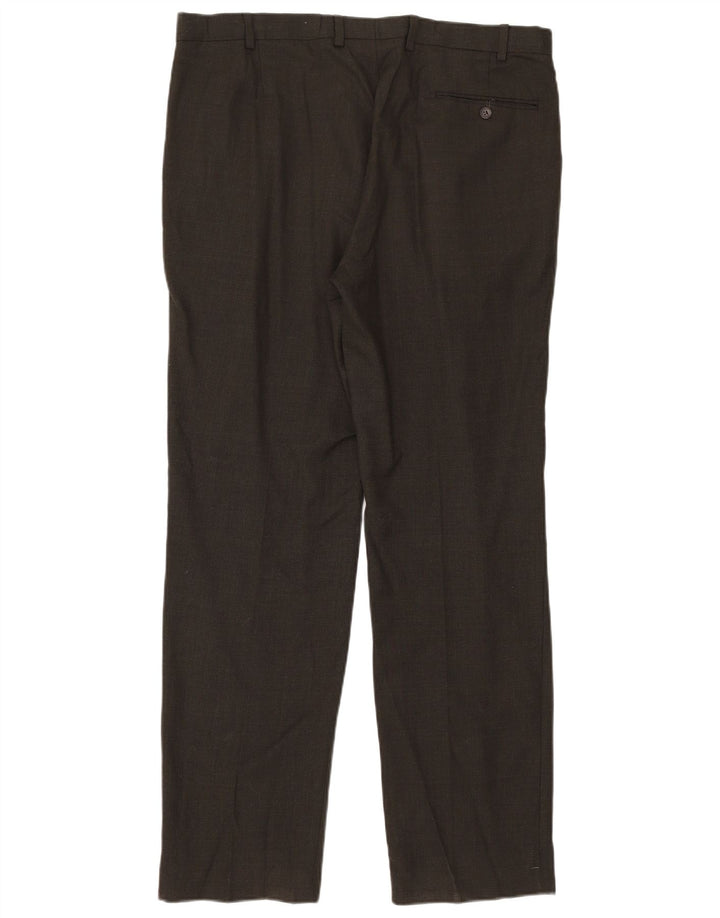 Marks & Spencer Mens Straight Suit Trousers W38 L33 Brown Wool