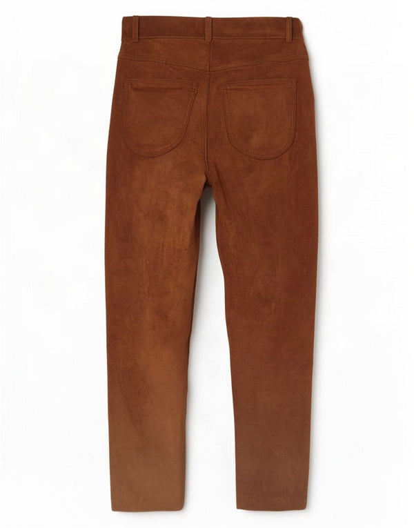 Spodnie damskie Jones Slim Suede EU 36 Small W26 L28 Brązowa skóra