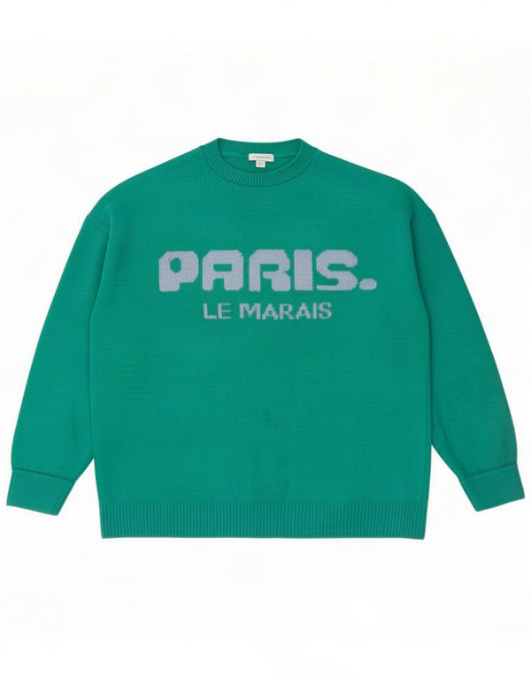 Topshop Pull surdimensionné à col rond pour femme UK 10 Small Vert