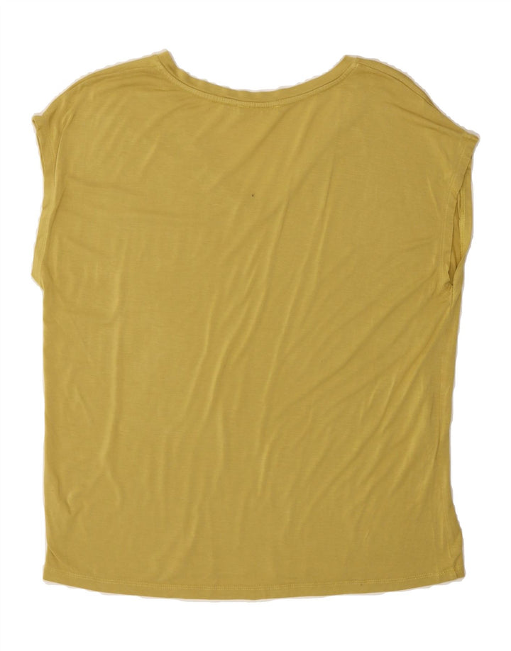 BENETTON Womens T-Shirt Top UK 14 Medium Yellow Viscose Vintage Benetton and Second-Hand Benetton from Messina Hembry 