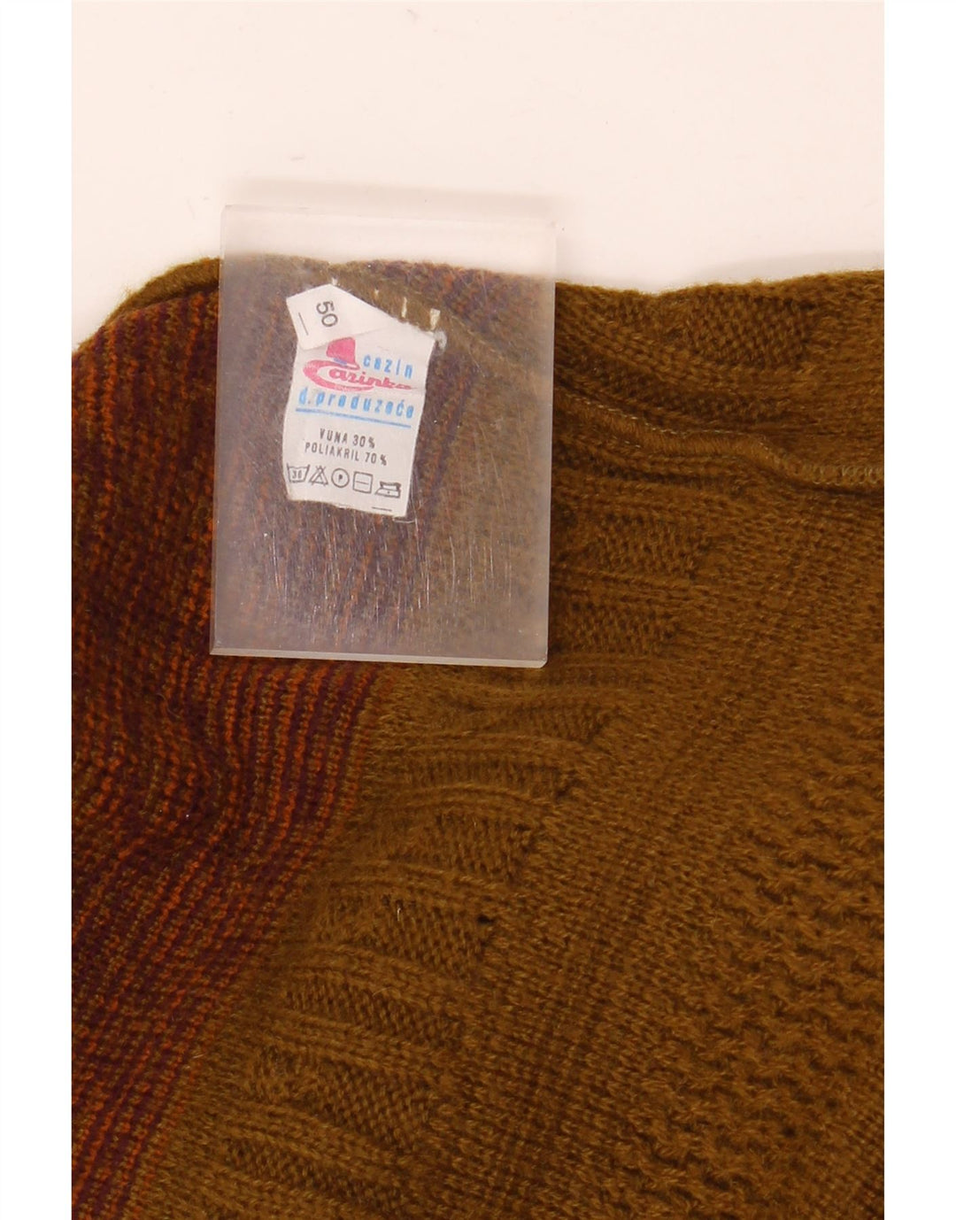 Vintage Mens Button Neck Jumper Sweater EU 50 Medium Khaki Fair Isle