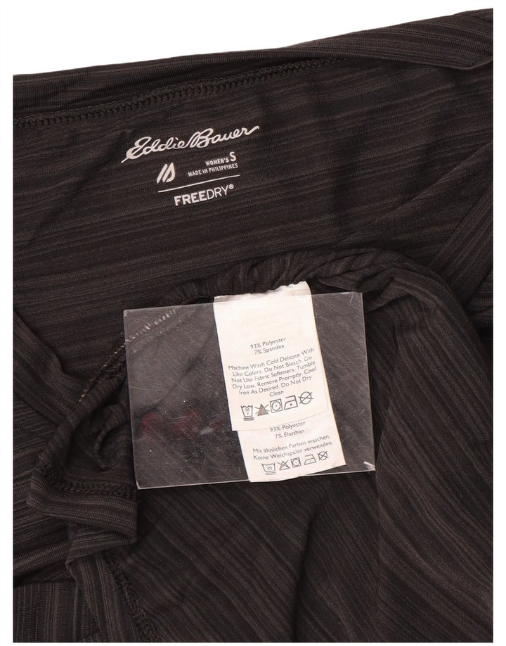 EDDIE BAUER Womens T-Shirt Top UK 10 Small Grey Striped Polyester