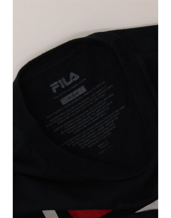 Fila Mens Graphic T-Shirt Top Medium Navy Blue Cotton