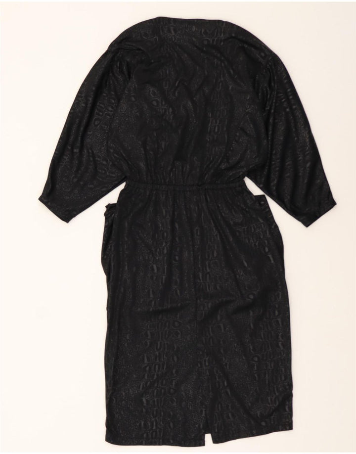 VINTAGE Womens Abstract Pattern 3/4 Sleeve Basic Dress UK 8 Small Black Vintage Vintage and Second-Hand Vintage from Messina Hembry 