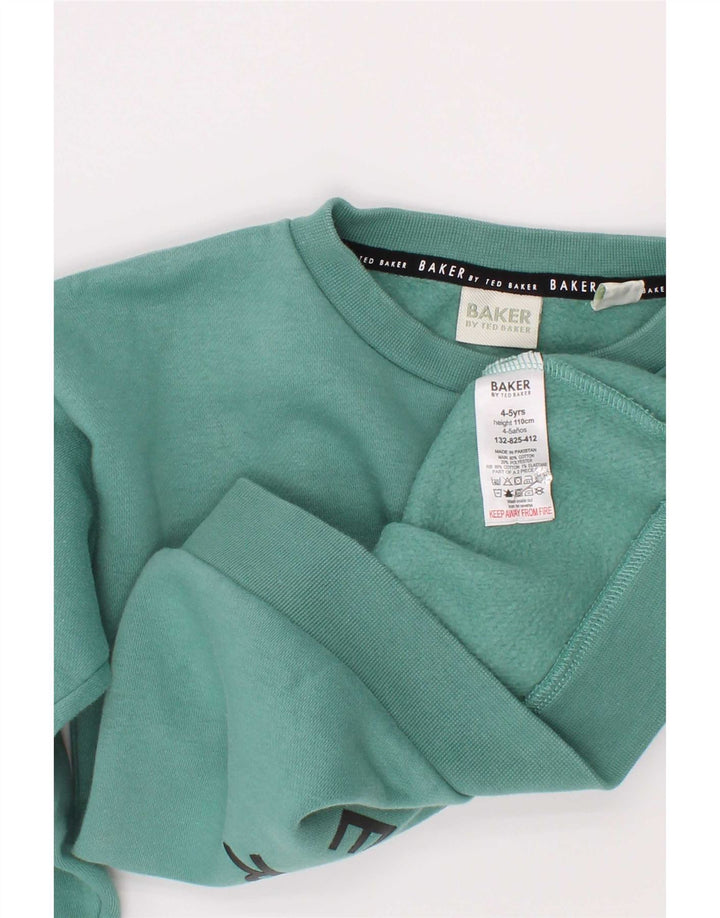 Ted Baker Boys Graphic Sweatshirt Jumper 4-5 Years Green Cotton