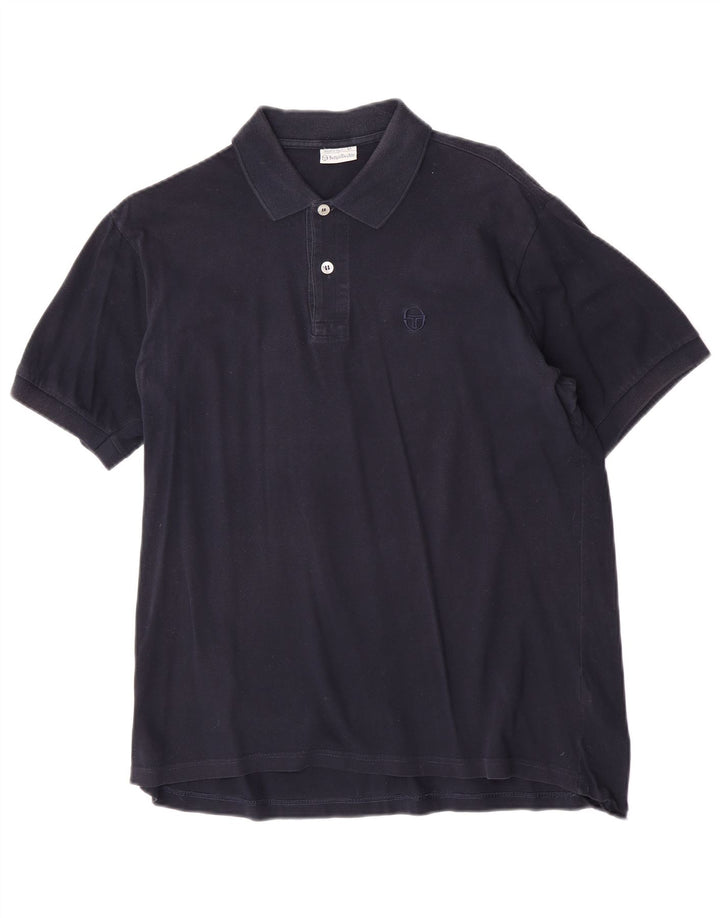 Sergio Tacchini Mens Polo Shirt Large Navy Blue Cotton