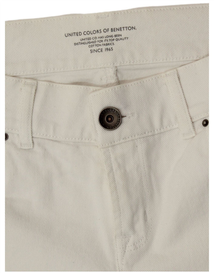 Benetton Womens Denim Hot Pants W32 Large Off White
