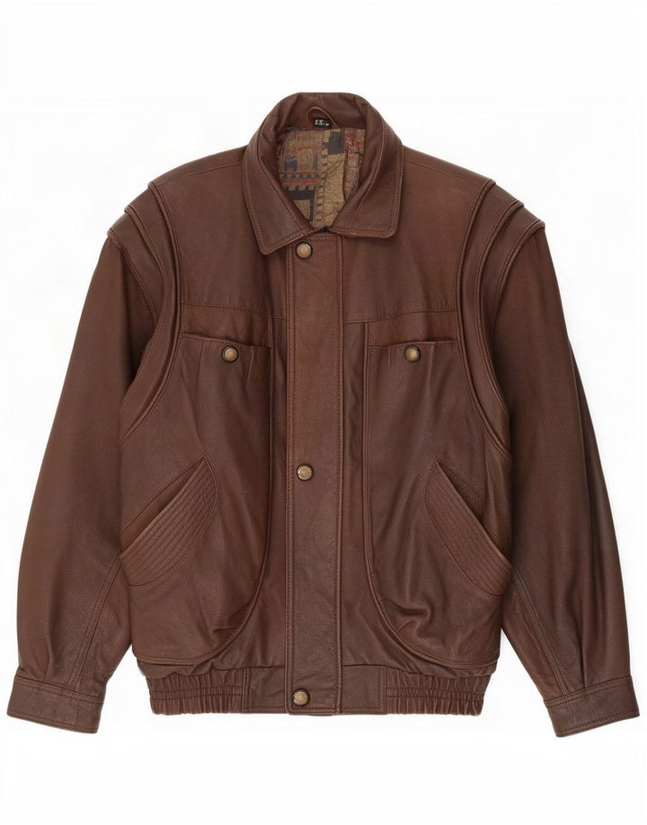 Berto Lucci Mens Leather Jacket UK 38 Medium Brown