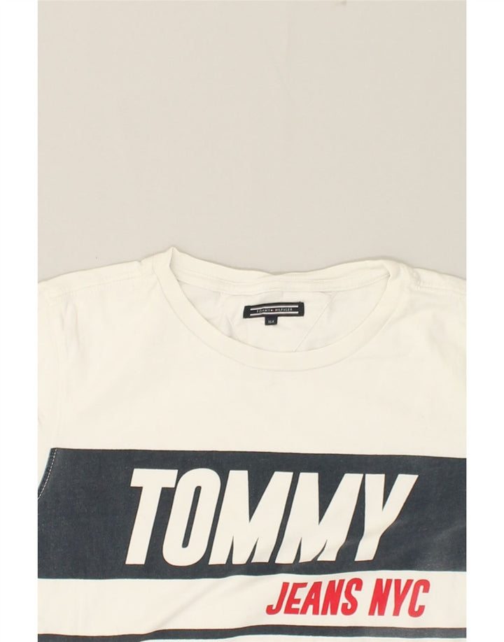 TOMMY HILFIGER Boys Graphic T-Shirt Top 13-14 Years White Cotton | Vintage Tommy Hilfiger | Thrift | Second-Hand Tommy Hilfiger | Used Clothing | Messina Hembry 