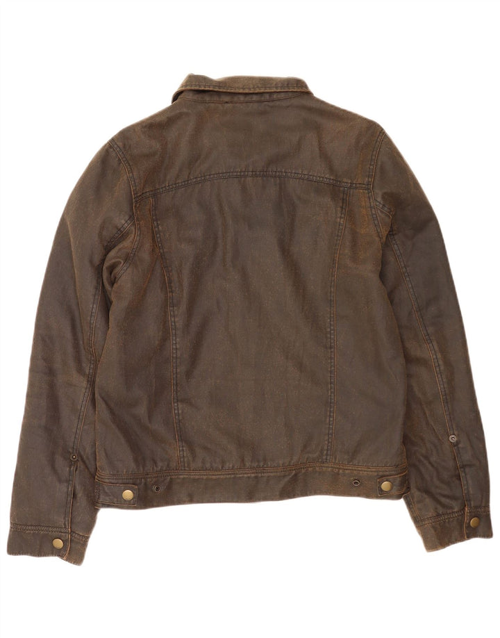 Obey Mens Waxed Cotton Jacket UK 38 Medium Brown Cotton